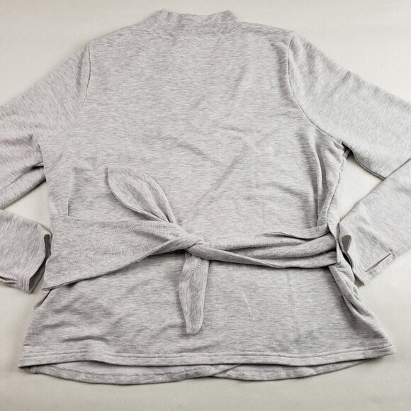 Athleta Poise Wrap Sweatshirt Womens 1X Gray Long Sleeve V Neck Soft Top NEW - Picture 7 of 15